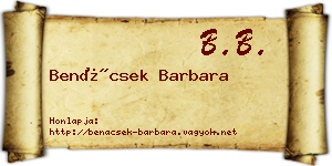 Benácsek Barbara névjegykártya
